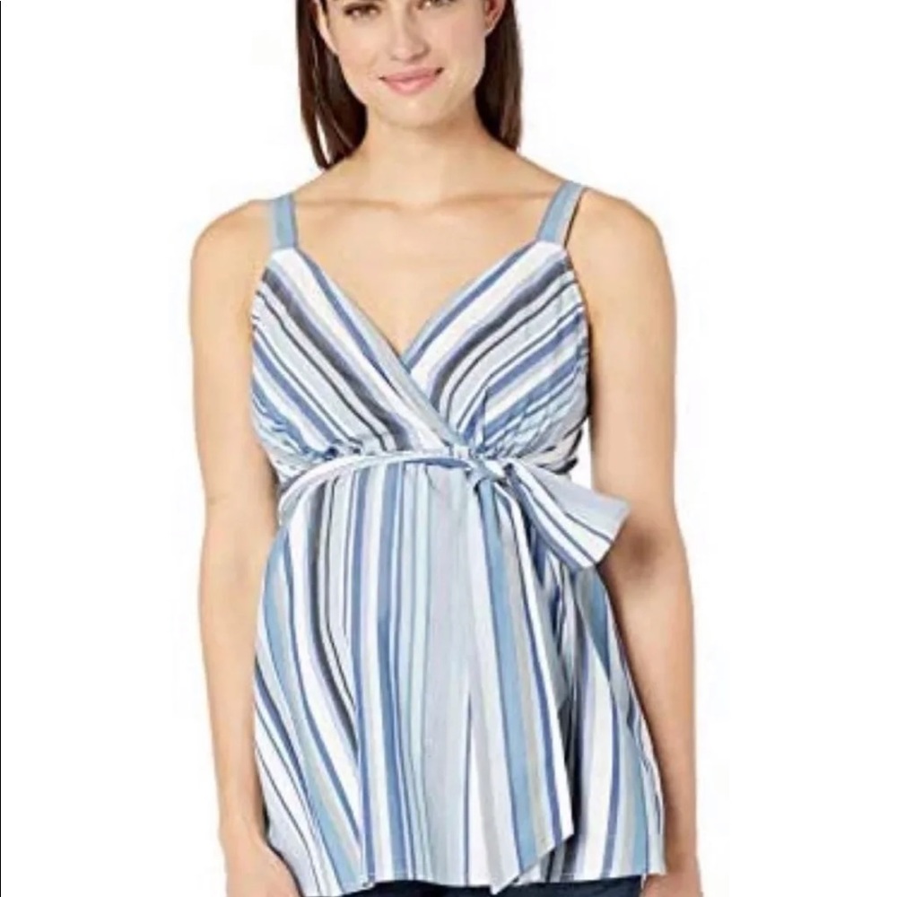 New Motherhood Maternity blue striped tank